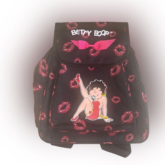 Nwt Betty Boop Black and Pink Lips mini Backpack - Picture 1 of 3